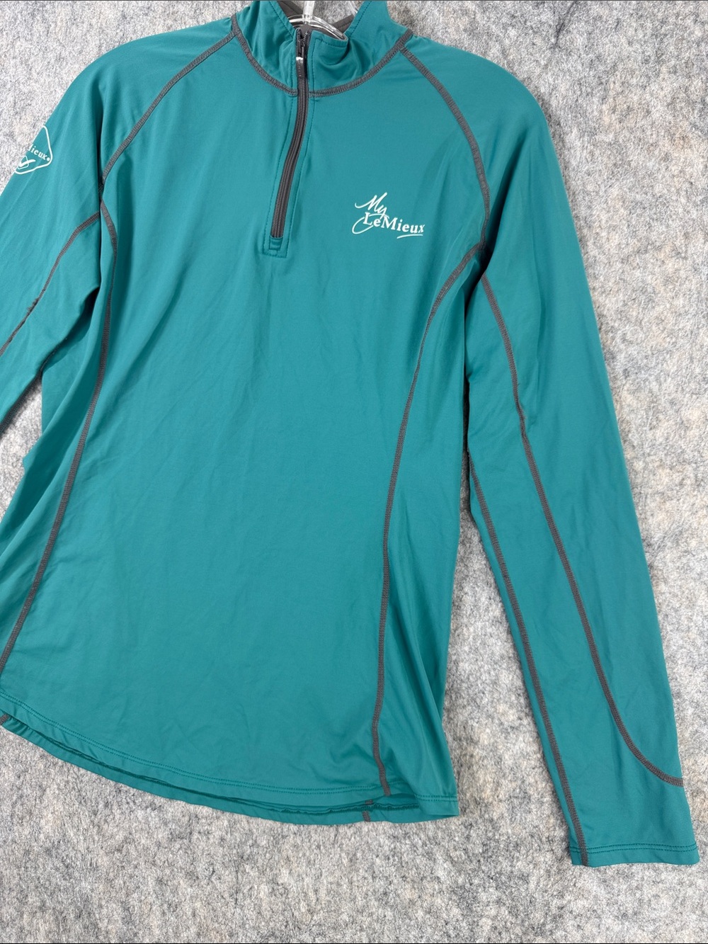 Le Mieux Womens 1/4 Zip Base Layer Top Sz M Long Sleeve Equestrian Teal - Picture 2 of 11